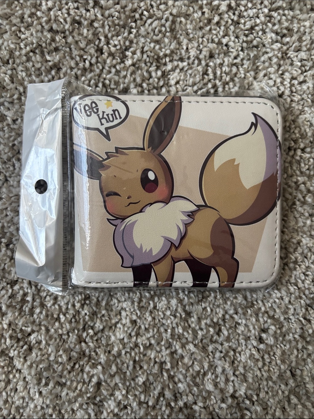 Eevee Zip Wallet Card Holder in Brown and Cream